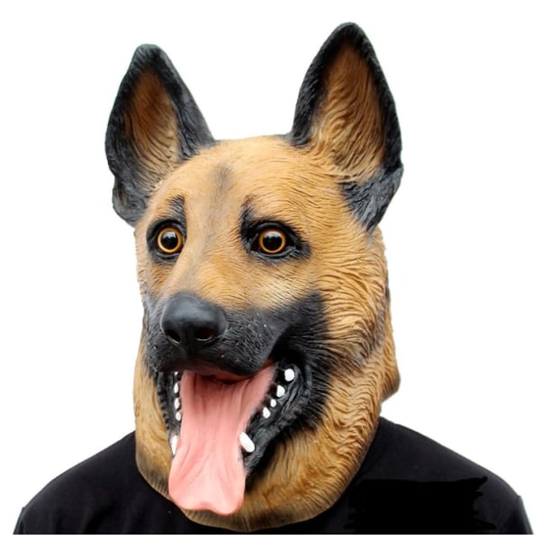 1 stk Halloween Kostyme Dyrehode Latexmaske Tysk Schäferhund Rase