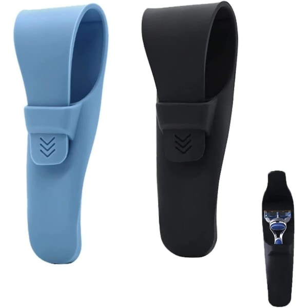 Razor Case Silikon Reisebeskyttelsesveske For Manuell Razor Silikon Razor Case Case Barberpose for menn Barbermaskin (2 stk, blå+svart)