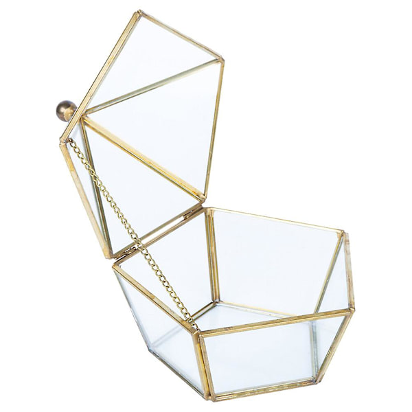 Glasbeholdere Glas Ringbeholder Bryllupsring Stativ Glas Geometrisk Smykke Organizer 14X14X14cm 14X14X14cm