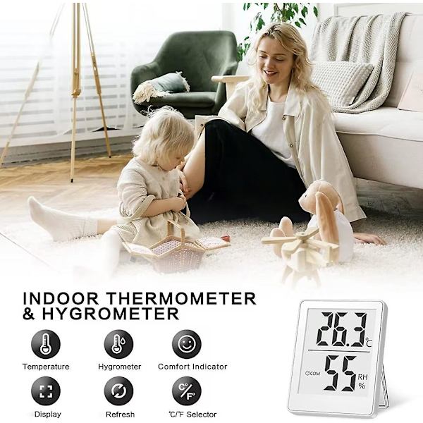 Rumstermometrar Inomhus, Mini Inomhus Termometer Rumstemperaturmätare, Exakt Hygrometer Fuktmätare, Temperatur Fuktighetsmätare För Hem, O