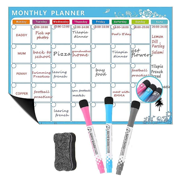 Magnetisk Vittavla Kalender För Kylskåp, Perfekt För Meny Planerare, Memo, Evenemangspåminnelse, Månadsvis Veckovis Shoppinglista Typ A Type A