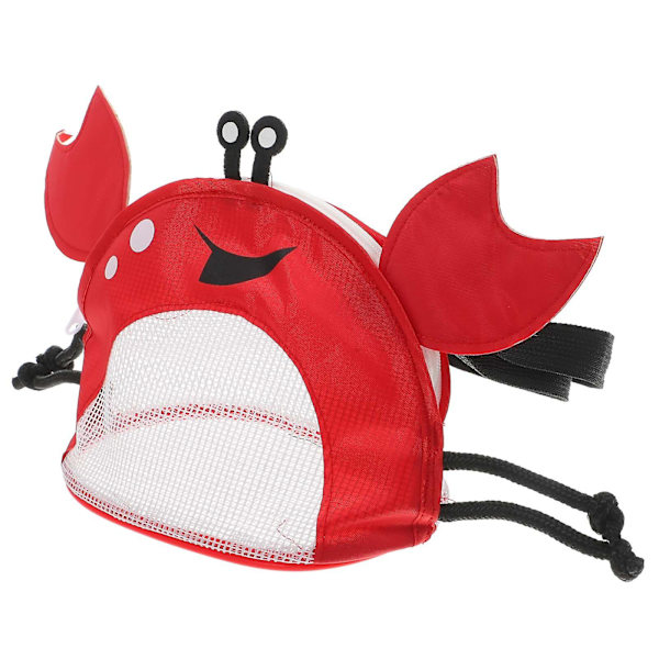 Krabbeformet Taske til Børn - Skaldyrssamlingspose - Opbevaring af Skaller - Nettaske til Stranden - Rød 28X16X10.5CM Red 28X16X10.5CM