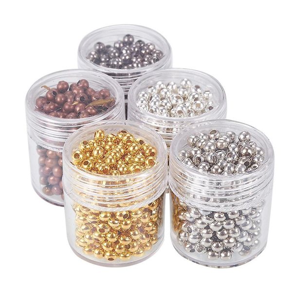 1 Sett med 5 Flasker 4mm Jernperler DIY Løse Perler Runde Strøperler For Armbånd Halskjede Laging (Blandet Farge)
