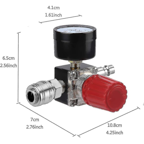 Lufttrykksregulator Treveisventil 1/4 Tommers Lufttrykksmåler Regulator For Kompressor (ny 3-veis ventil)