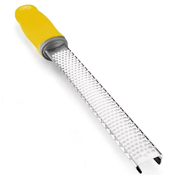 Køkken Rivejern & Citron Zester - Ergonomisk Håndtag - Let At Rive Eller Zeste Citron, Appelsin, Citrus (1 stk, Gul)