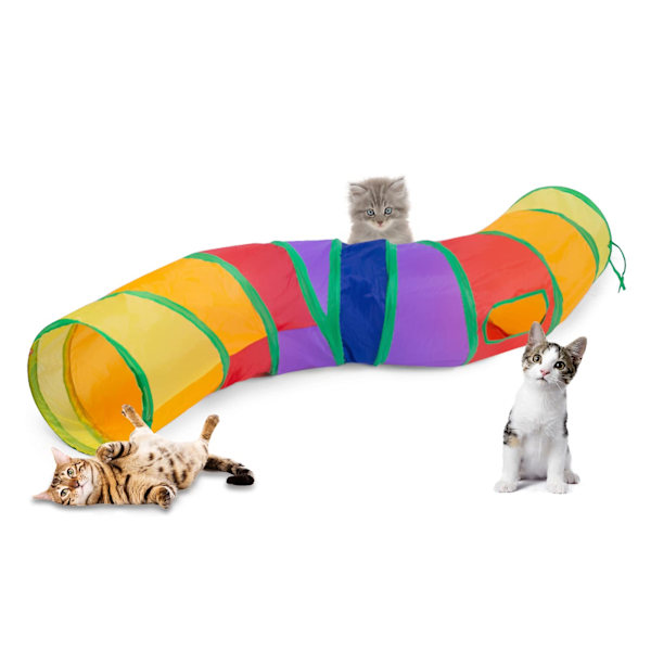 Kattunnel, kattunnel för inomhuskatter, hopfällbar kattunnel, interaktiv leksak labyrint katthus med