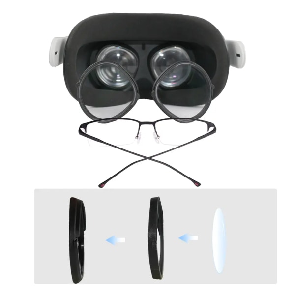 Linsebeskytter kompatibel med Oculus/Meta Quest 2, Brilleavstandsstykke - Anti-ripe VR-tilbehør for å forhindre at brillene dine blir riper