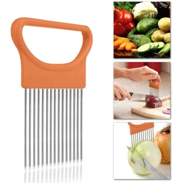 Lökhackare Grönsaksskärare Skärhjälp Hållare Guide Skivare Skärhjälp Prylar Gaffel Ost Sallad Kök Verktyg Tillbehör 2st Grön+orange)