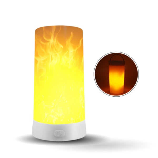 Flameffektljus, USB laddningsbart batteridriven Flame-lampa, Eldstadsljus med fjärrkontroll och timer, Vattentät dimbar 4 lägen