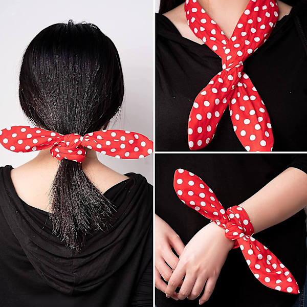 Kostume Hårbøjle Hvid Polkaprikket Bandana Hårbøjle Ståltråd Hårbøjle Retro Hårbånd Hovedbeklædning Hårtilbehør