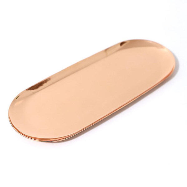 Nordisk stil oval smyckesförvaring serveringsbricka fat rostfritt stål snacksbricka metallförvaring guld Golden L