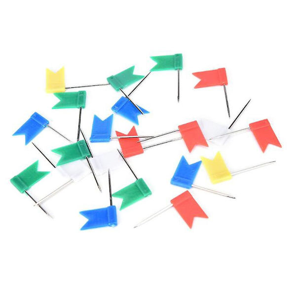 100 Markeringspinde i en XXL-pakke; Flagpinde i 5 farver til opslagstavler, kort & verdenskort (1 x 100 stk)