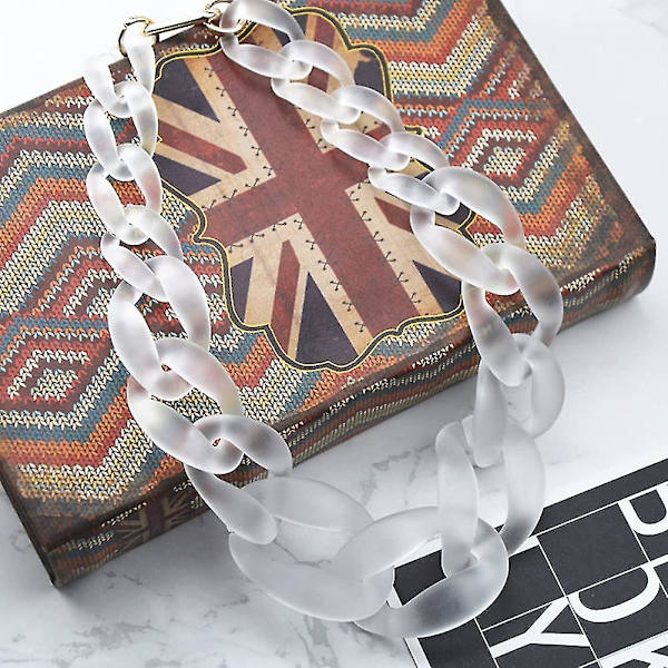 Akryl chunky resin halskæde til kvinder, vintage boheme frostet plastik cubansk kæde choker