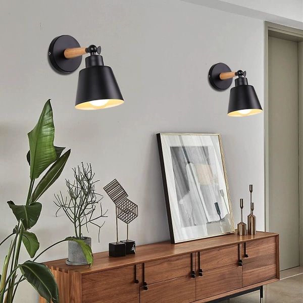 2 Pakker Vintage Industrielle Vægskænke Loftlampe Armaturer E27 Metal Justerbar Retro Indendørs Vægslampe Til Soveværelse Køkken Restaurant (ingen Afbryder,