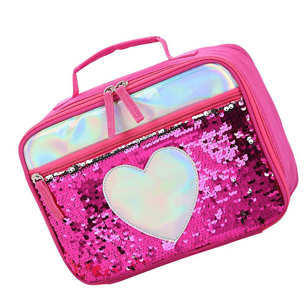 Barnas bærbare lunsjpose med paljetter, isolert pakke, aluminiumsfolie, piknik, termisk pose, måltidsbevaring, oppbevaringspose (lilla)Red27*21*11cm Red 27*21*11cm