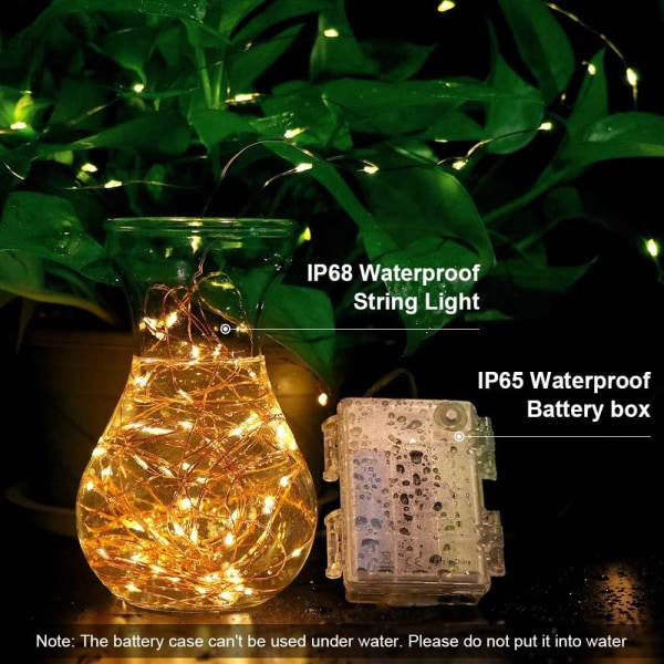 LED8 Vattentäta Batterilåda Fairy Lights, Juldekorationer Utomhus Ljuskedja, 10 Meter 100 Ljus 8 Funktioner Vattentät Batterilåda