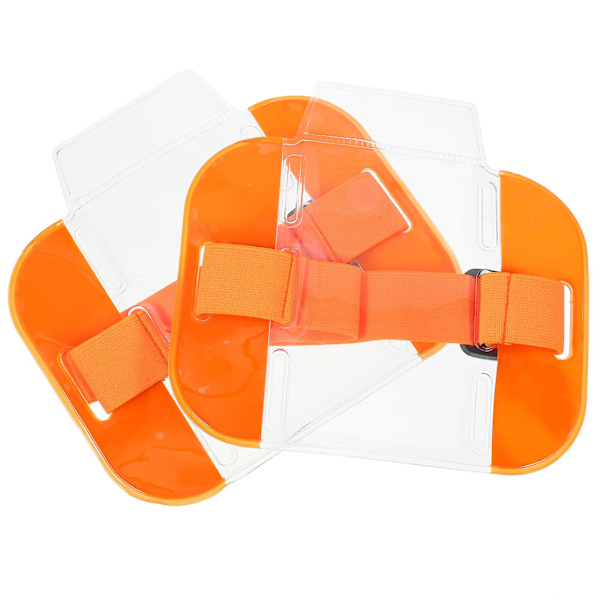 2 kpl Käsivarren Tunnuspidikkeitä Elastisilla Hihapidikkeillä Työntekijöiden Korttien Pidikkeet Käsivarren Tunnushiha Oranssi 14.5x13.8x0.2cm Orange 14.5x13.8x0.2cm