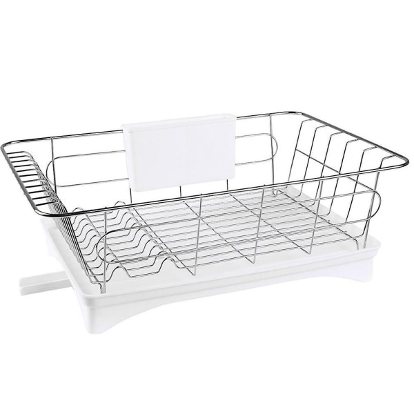 Svampfiltre Metallisk Oppvaskstativ Oppvaskstativ Vaskestativ Oppvaskholder Metallisk Oppvaskstativ Rustfritt S White 42X28X15.5CM