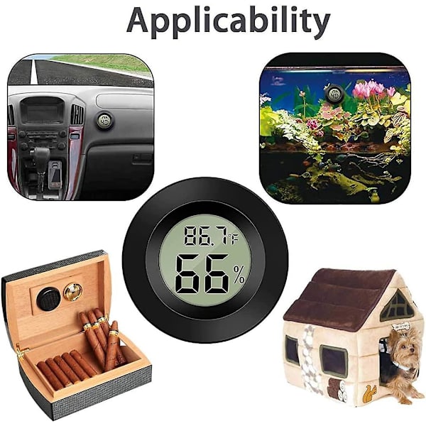 Pakke Mini Digital Hygrometer Måler Innendørs Termometer, LCD Skjerm Temperatur Utendørs Fuktighet For Humidorer Drivhus Sigarettbur Inkubatorer Gitar