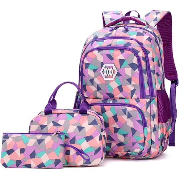 /Ryi/Reppu Koulutarvikkeet Set Nuorten koululaukut lounaslaukulla ja penaalilla lapsille Morado