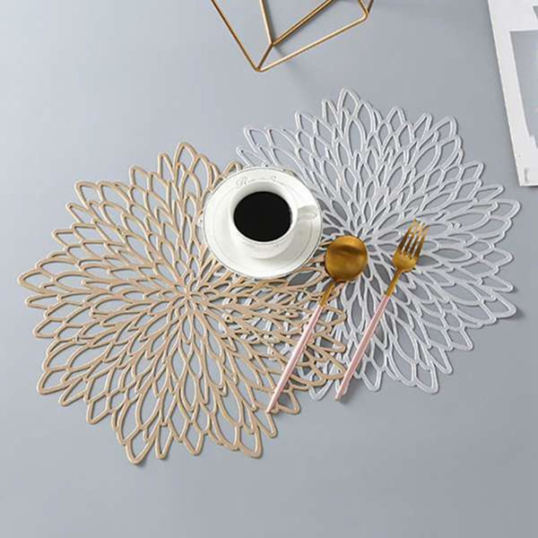 8 stk. Plassmatter Kompatibel Med Spisebord, Hule Praktfulle Bordmatter, Gull