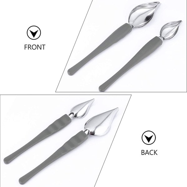 Dekorationssked med avsmalnande pip Rostfritt stål Saucier Drizzle Skopa Precisionsritning Utsmyckning Kulinariskt verktyg för tallrikar (2 st, Grå)