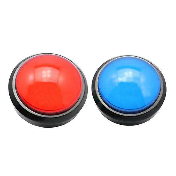 2 stk. Spil Svar Buzzer Elektronisk Responder Legetøj Digital Responder Store Knapper Med Lampe Uden Batteri (Rød, Blå) 10*10cm 10*10cm