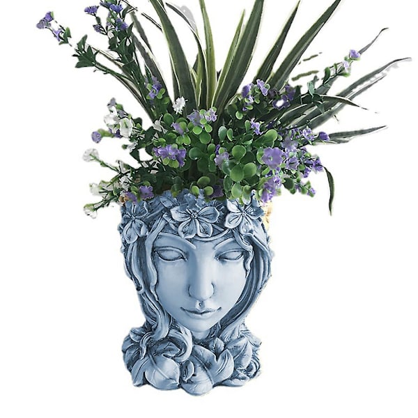 Grå Gudinne Hode Design Sukkulente Plantepotte, Dame Ansikt Blomsterpotte, Egnet For Kontor/hjem