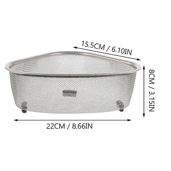 Rostfritt stål Durkslag Sink Silar Köksdisk Sink Dräneringskorg Mesh Durkslag Foo Silver 22X15.5CM