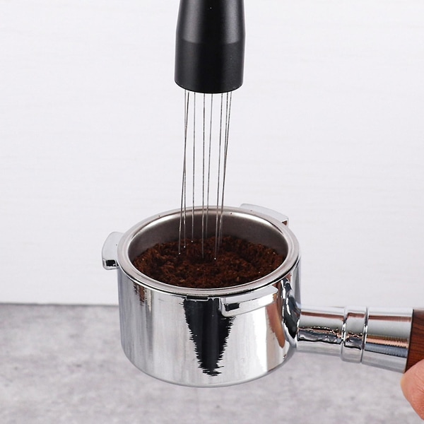 Nåle Kaffe Tamper Distributor Nivelleringsverktøy Kaffe Pulver Espresso Rører Rustfritt Stål Nåler Rørverktøy Svart Black