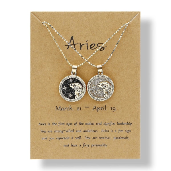2 st/set Stjärntecken Mynt Kedja Hänge Halsband Födelsedag Par Smycken 3 Väduren 3 Aries