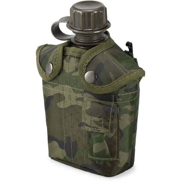 Kantine - Udendørs Militær Kantine Flaske 1L Camping Vandring Rygsæk Survival Vandflaske Kedel med låg