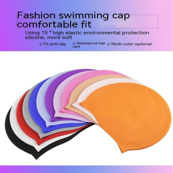 1PSC svart unisex cap silikon, mycket elastisk cap, ergonomisk design för att hålla håret rent Lämpligt för långt hår Kort hår