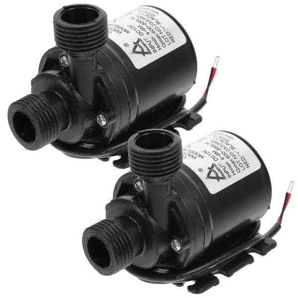 2 st DC 12V Borstlös Nedsänkbar Vattenpump 800l/h 5m för Fontän Pool Solcirkulationssystem Black M