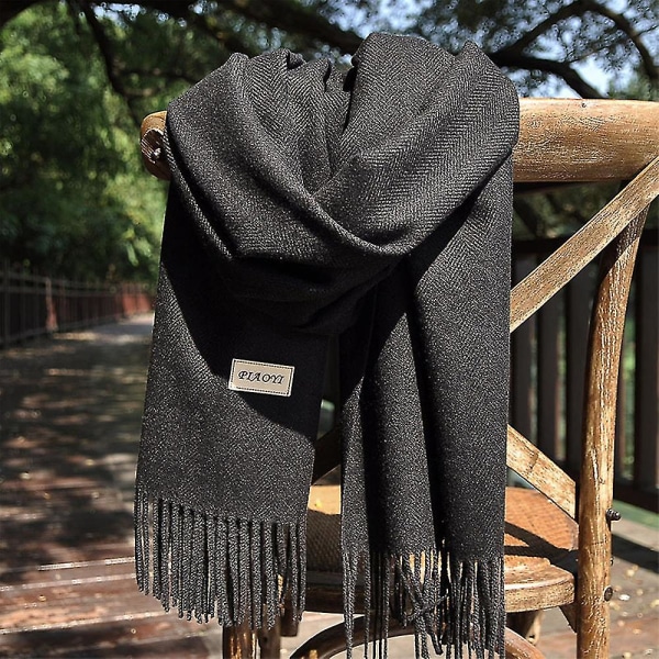 Sommer Sjal Oversized Lang Let Hør Strand Gaze Shawl Sort Black