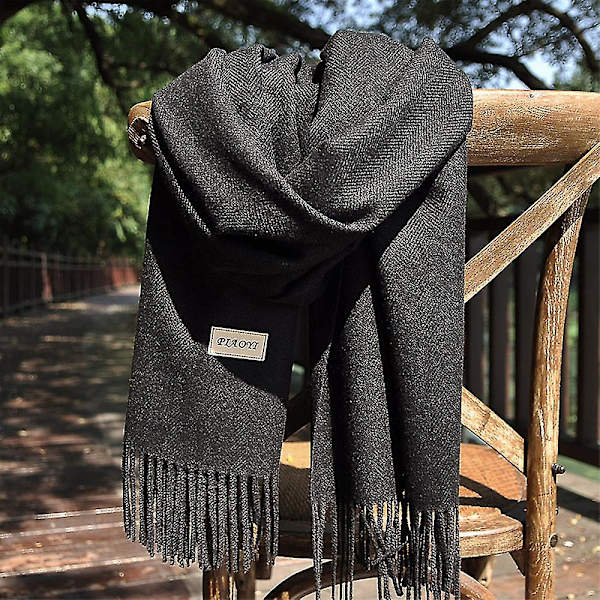Sommer skjerf - Oversized langt lett lin stoff skjerf - Svart Black