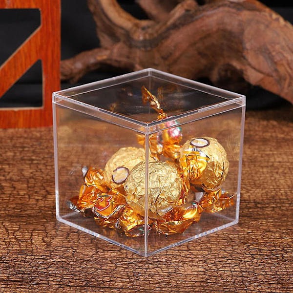 10 stk Miniatyrgaver Plast Godteriboks Julekjeksboks Julegodteribokser Plast Gavebokser Juleboks Transparent Farge 4,5x4,5cm transparent color 4.5x4.5cm