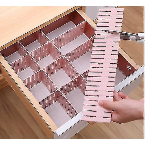 12 stk Skuffdeler Garderobe Klær Utvidbar Skuff Organizer (37*7cm) ROSA PINK