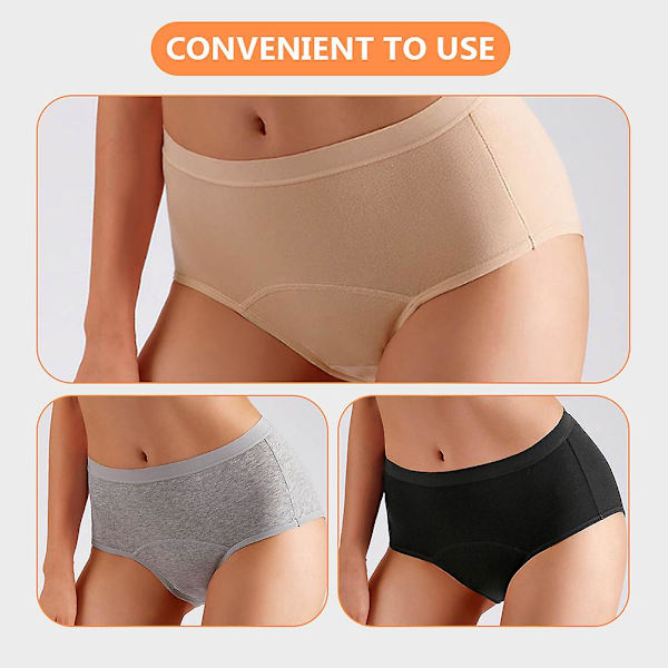 3-pack Bomullsunderkläder för Kvinnor, Andningsbara Sanitära Underkläder, Bekväma Menstruationsunderkläder för Flickor, Blandade Färger Assorted Color XXL