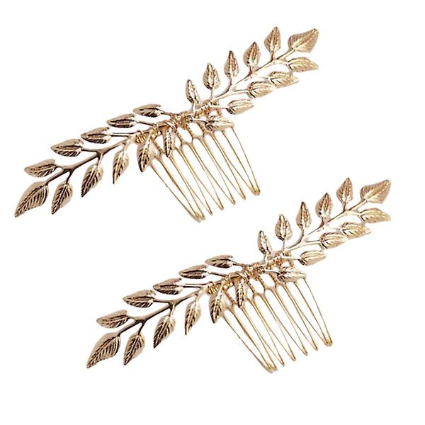 2 st Brud Hårclips Kvinna Hårnål Blad Hårkam Brud Insättning Kam Pärla Hårkam DiyGoldenM Golden M