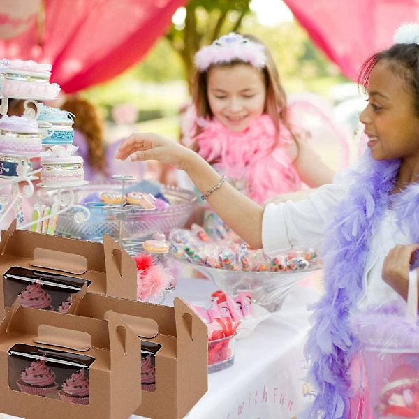 40 stk. 2-Holders Cupcake Kasser Bærer Med Vindueindsats Og Håndtag, Party Emballage Cupcake Muffin C