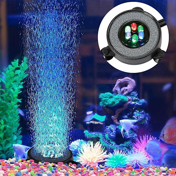 Nedsænkbar Akvarium Boblelampe, Automatisk Farveskiftende Luftboblelys, 6 LED Belysningsdekoration Farverigt Lys Med Luftboble (5,5 cm, 1,2 W)