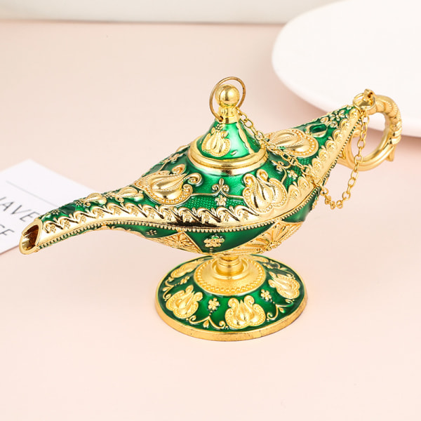 Vintage Genie Light Lamp samlarbar rökelsebrännare Unik gåva och dekoration (grön)