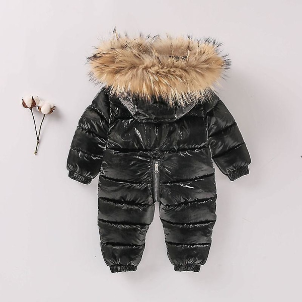 Baby Hel- och Dunjacka i Ett Stycke, Tjock Dunoverall för Barn, 90cm Svart black 90cm