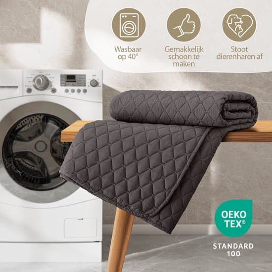 Blumtal Quiltet Sengetæppe 240 x 260 cm, OEKO-TEX Certificeret Sengetæppe til Seng og Sofa, Passer til 180 x 200 Seng, Antracit
