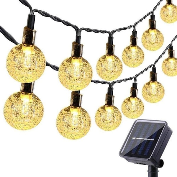Solcellsstränglampor för utomhus, 50 LED 7m Solkristallkulor Vattentäta Utomhus/Inomhuslampor Belysning för Trädgård, Träd, Patio, Jul, Bröllop