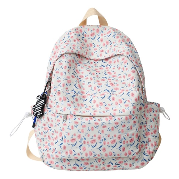 Estetisk Ryggsäck Blommor Ryggsäck Söt Blommig Ryggsäck Vår Sommar Ryggsäck Casual Dagryggsäck (Blå)