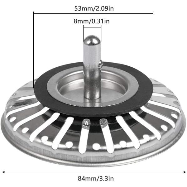 2 st Sänkkorg/Sänkkork Sänkkork Hål Kök/Badrum Sänkkorg 84mm Diameter med Kulände, Stål