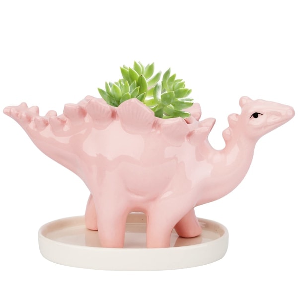 Keramisk dinosaur blomsterpotte, sukkulent potter kaktus beholder planter, sukkulent blomsterpotte mini planter potter - rosa