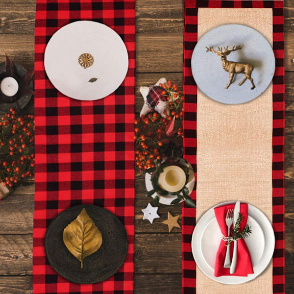 Rød og Sort Lille Buffalo Check Bordløber 14x72 Tommer Hjemmemode Farmhouse Living Buffalo Check Bord